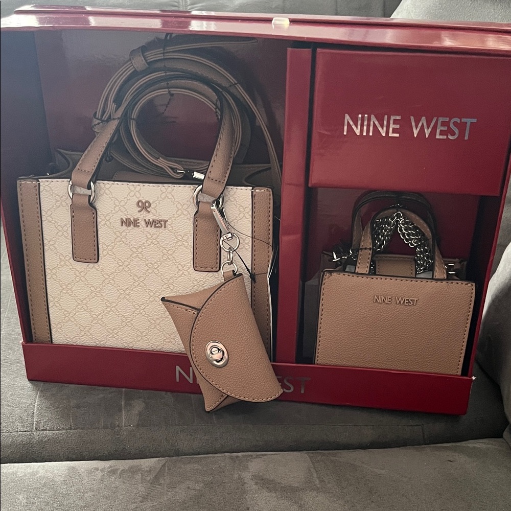 Nine West Beige & Tan Satchel Gift Set